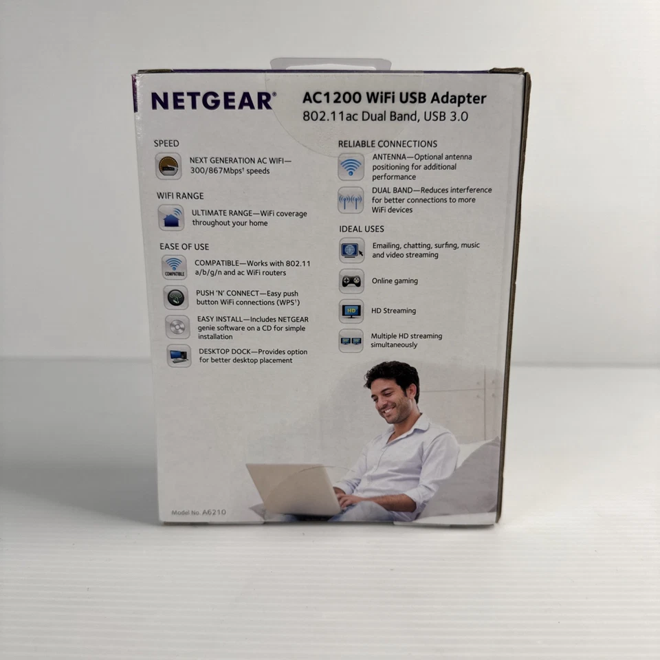 Netgear AC1200 Wi-Fi Adapter USB 3.0 802.11ac Dual Band High Gain Antenna NEW - Image 2 of 4