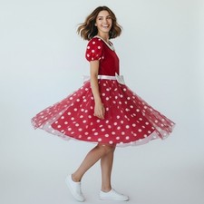 Disney Store Minnie Mouse Costume Dress Red Velvet Polka Dot Tutu Womens Large