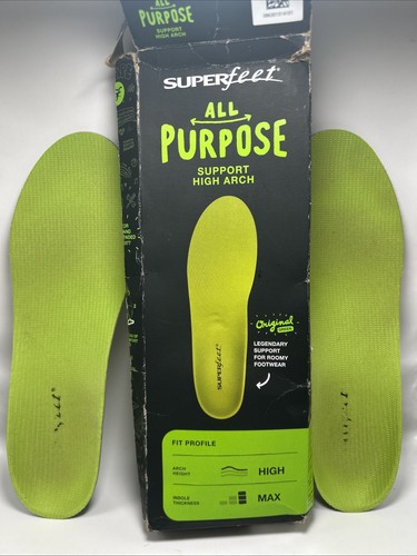 Superfeet All Purpose Support High Arch E M 9.5-11 W 10.5-12 NOT TRIMMED w/ Box