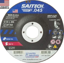 United Abrasives-SAIT 22072 High Performance Cut-Off 50 Wheels Depressed center