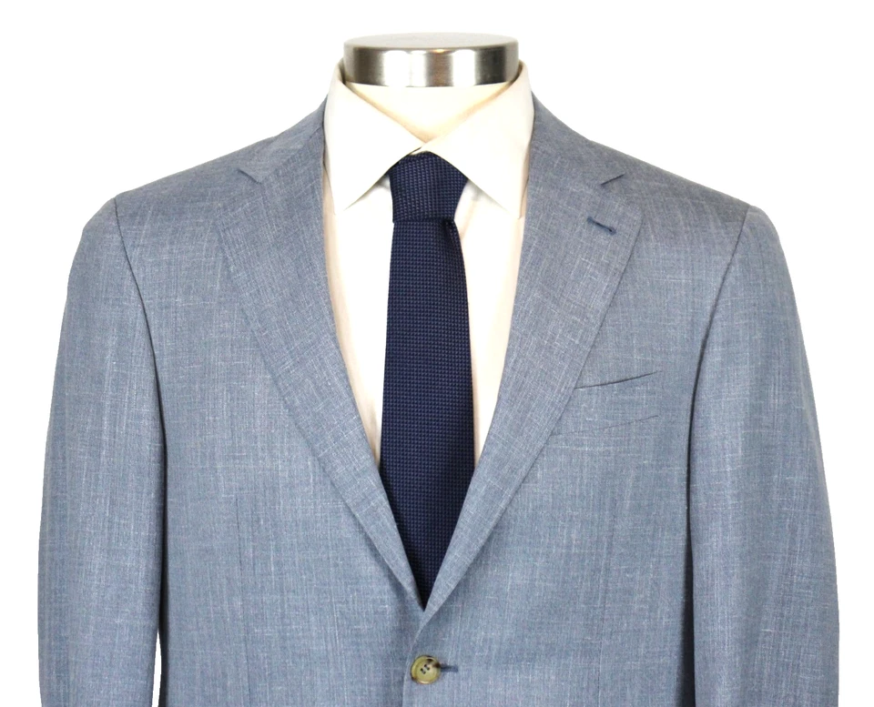 CANALI Kei Suit 40 S (50 EU) Mens Light Blue Travel Wool Silk Linen 2 Piece New - Image 3 of 4