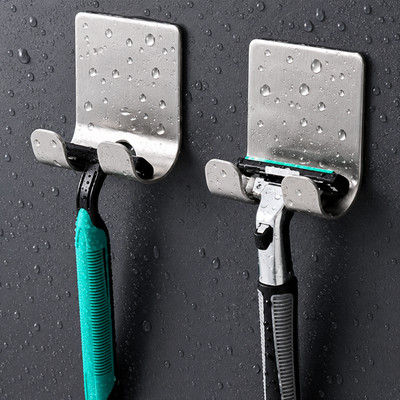 Wall Mounted Razor Holder Self Adhesive Shaver Hanger Bathroom Razor Rack Stainl