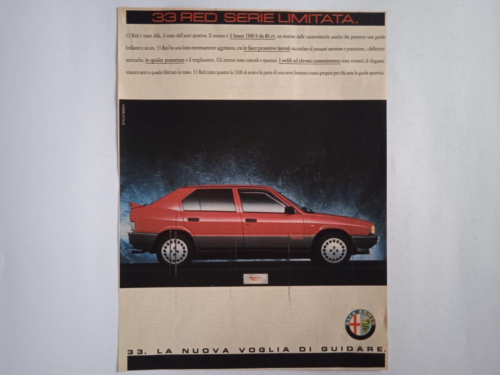 Alfa Romeo 33 Red - Pagina Pubblicitaria 1989 Advertising page reklame