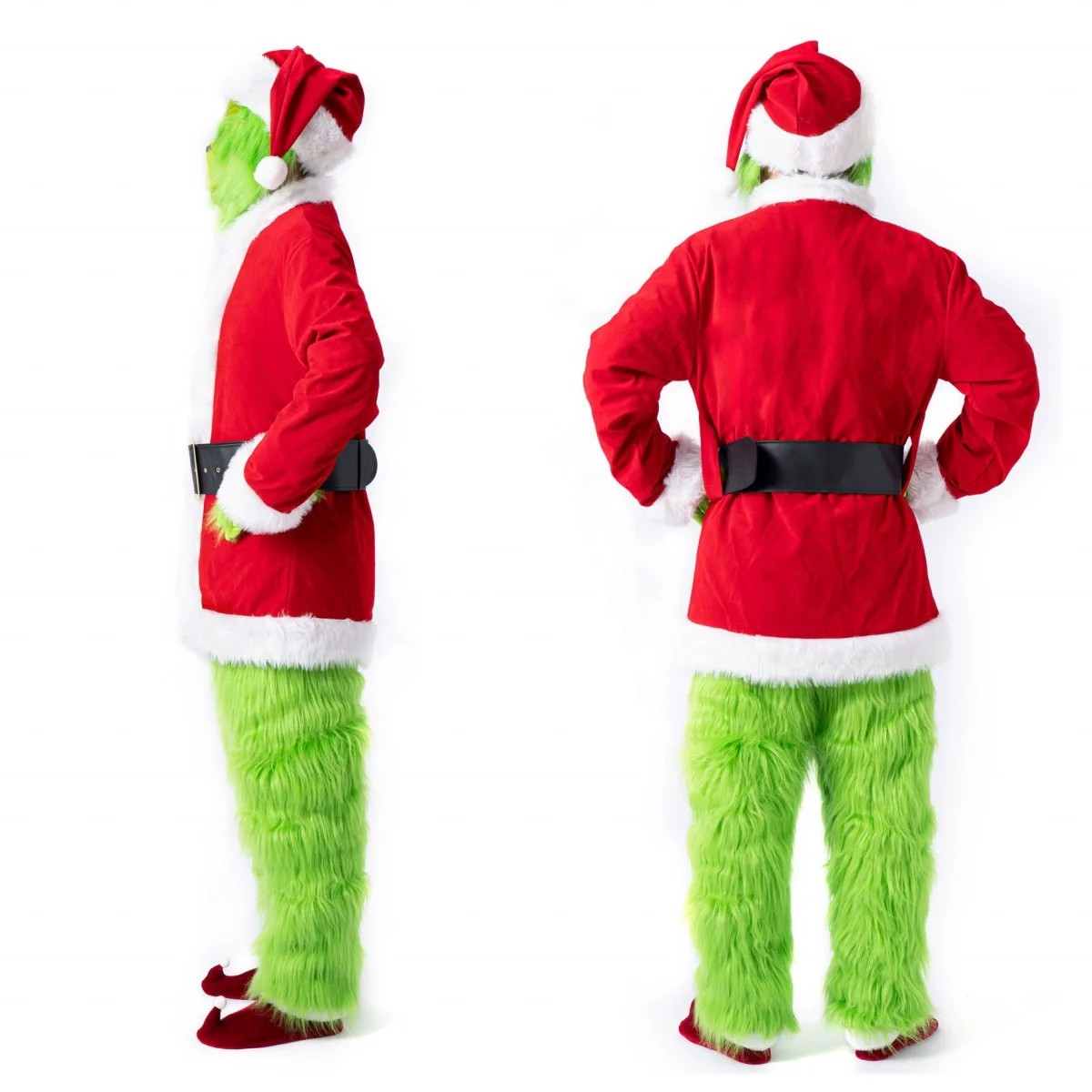 Christmas The Grinch Thickened Adult Santa Claus Complete Costume – S to XXXL
