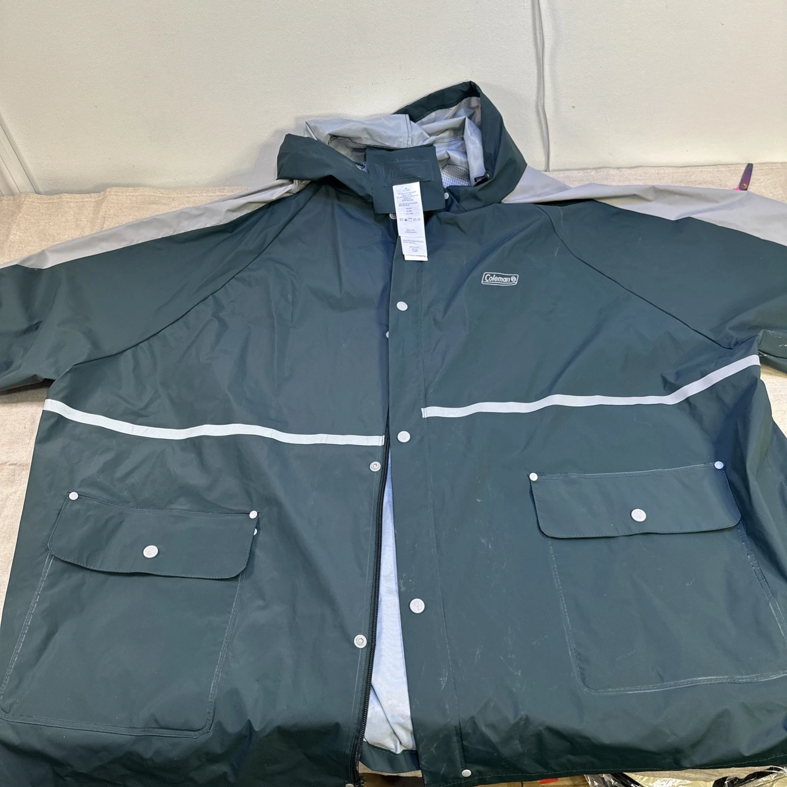 Mens Coleman Green Raincoat Jacket Size 3XL-4XL