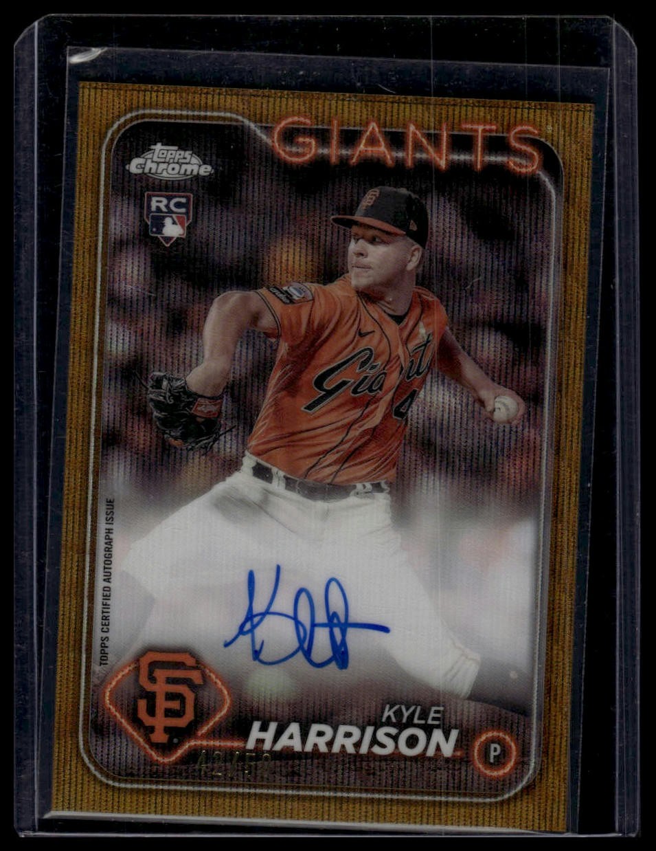 2024 Topps Chrome #RA-KH Kyle Harrison Rookie Auto Gold Wave Refractor #/50