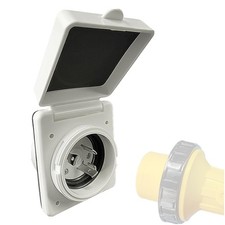 30 Amp RV Plug Power Inlet Box,NEMA L5-30P Shore 30A White, white