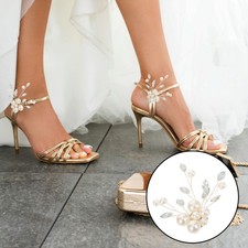 2 Pcs Rhinestone Wedding Shoe Clips Pearl Flower Bridal Buckle Charms