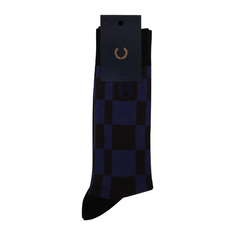 FRED PERRY CHECKERBOARD SOCKS, FRENCH NAVY, SIZE L, UK 9-11