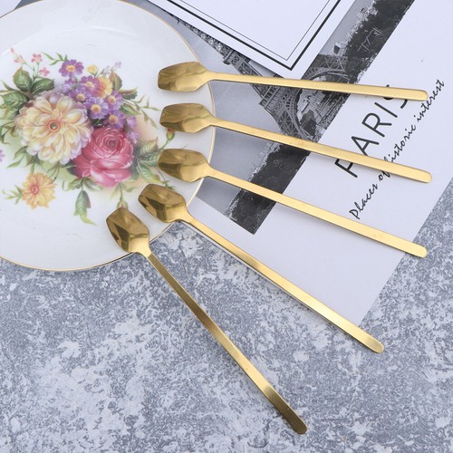 5PCS Stainless Steel Overgild Ice Spoon Long Handle Stirring Coffee Spoons - Bild 3 von 12