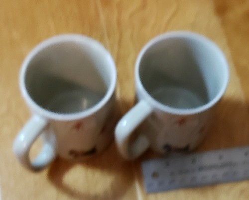 Scottie Dog Coffee Mugs Pair Otagiri Blk&Wht Scottish Terriers Japan Beige Backg - Picture 4 of 7