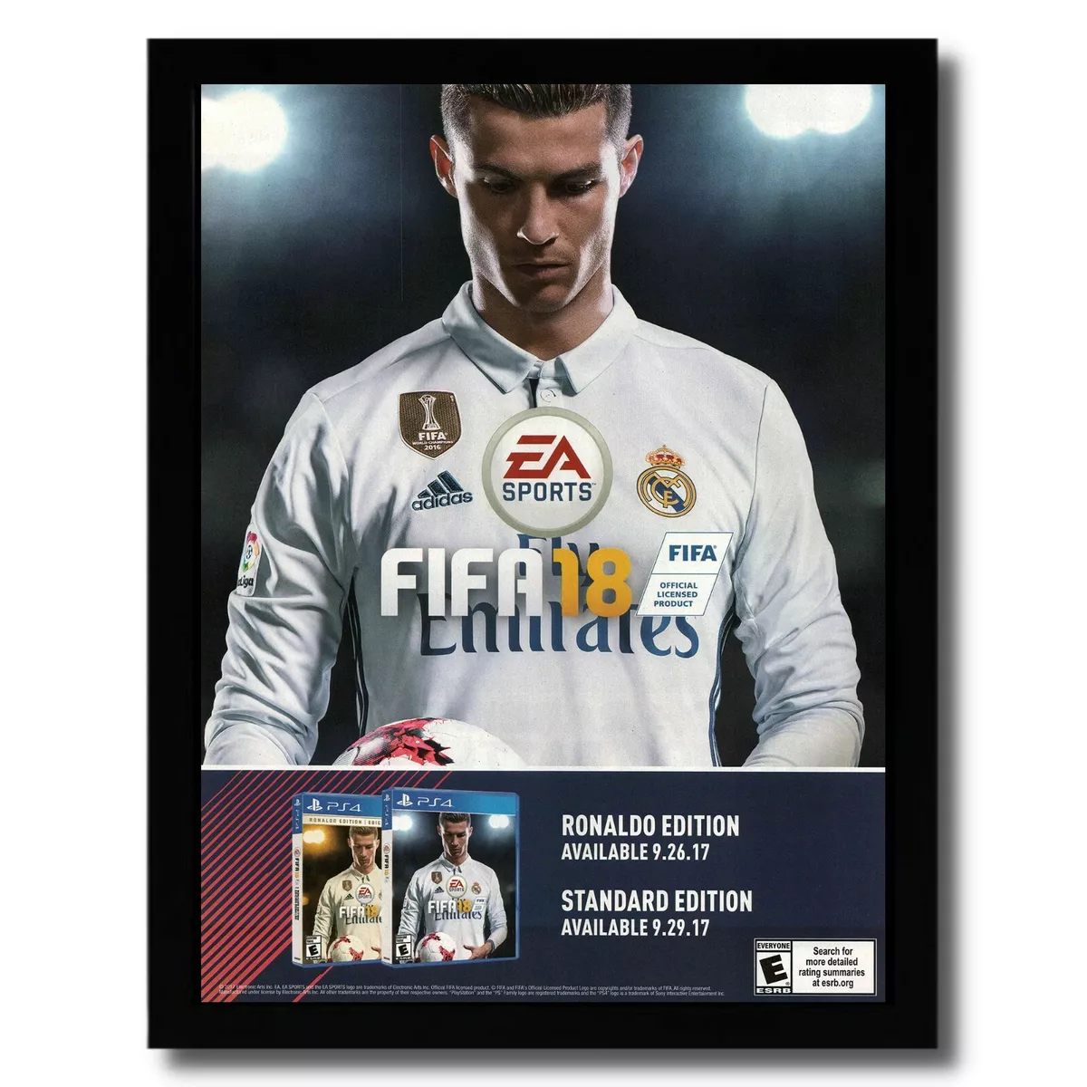 FIFA 18 Framed Print Ad/Poster Cristiano Ronaldo Real Madrid  Soccer/Football Art