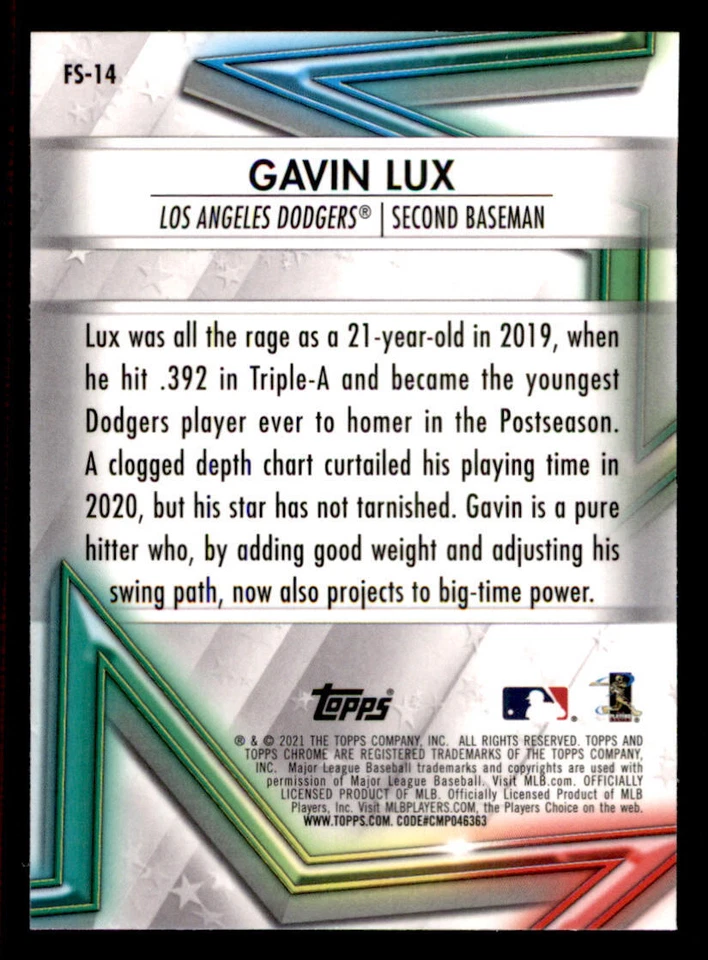2021 Topps Chrome Future Stars #FS14 Gavin Lux - Image 2 of 2