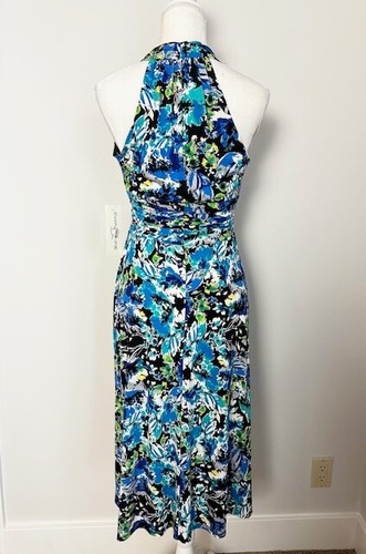 Evan Picone Womens Dress Size 4 Black Blue Green Floral Pleated Sleeveless - Picture 8 of 15