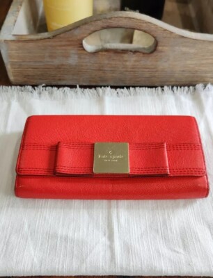 Kate Spade New York Red Cindy Bow Terrace Maraschino Wallet purse