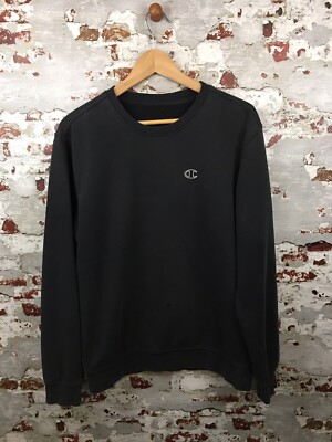 Champion Sweater Damen Medium Logo Pullover Sweatshirt Schwarz Schule Büro Arbeit