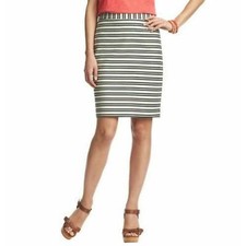 LOFT Striped Pencil Skirt Size 4 Navy Cream White Knee Length