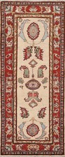 Floral Super Kazak Ivory Narrow Runner Rug 2x...