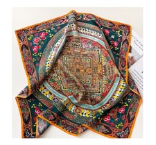 100 Pure Silk 27" Square Scarf Women Neckerchief Wrap Mulitcolor Circula Flower