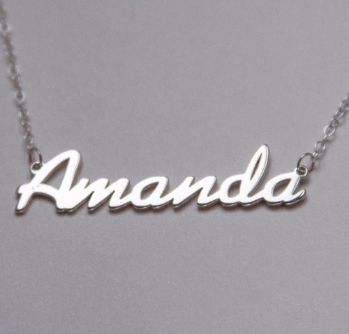 Amanda Name Plate Necklace Pendent Sterling Silver female Personalized Custom - Picture 5 of 9