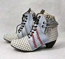 TMA EYES Maia Polka Dot Leather Women Boots With Hand Stitching Size 42 (10)