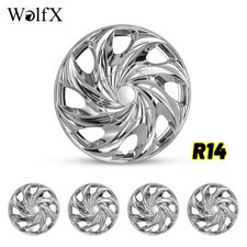 14 Set Of 4 Wheel Rim Covers Hub Caps Fits R14 Tire Steel Rim Chrome White