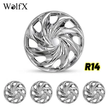 14" Set of 4 Wheel Rim Covers Hub Caps Fits R14 Tire & Steel Rim Chrome White