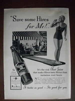 1937 VTG Original Magazine Ad HIRES Root Beer Soda Save Some For Me