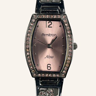 Armitron Now Pink Dial Beautiful Pink Rhinestone Heart Design Quartz Ladies Watc