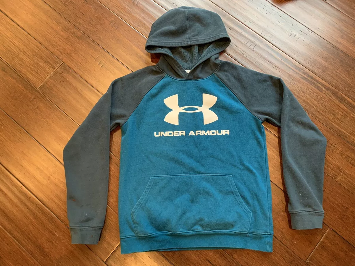 Under Armour Hoodie Youth Boys YXL 2 Tone Blue Hooded Sweatshirt Loose Nice!
