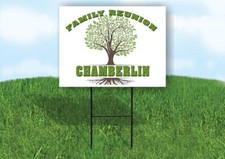 CHAMBERLIN FAMILY REUNION GR TREE 18 in x24 in Yard Sign Road Sign with Stand