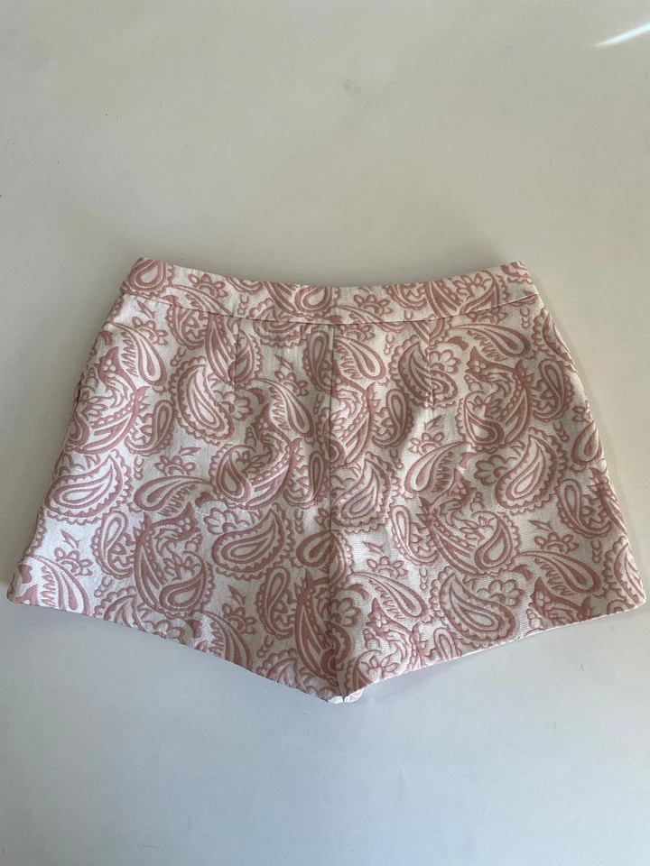Pantalones cortos para mujer Victoria Beckham Target rosa cachemir pliegue único talla 10 Foto 4 de 4