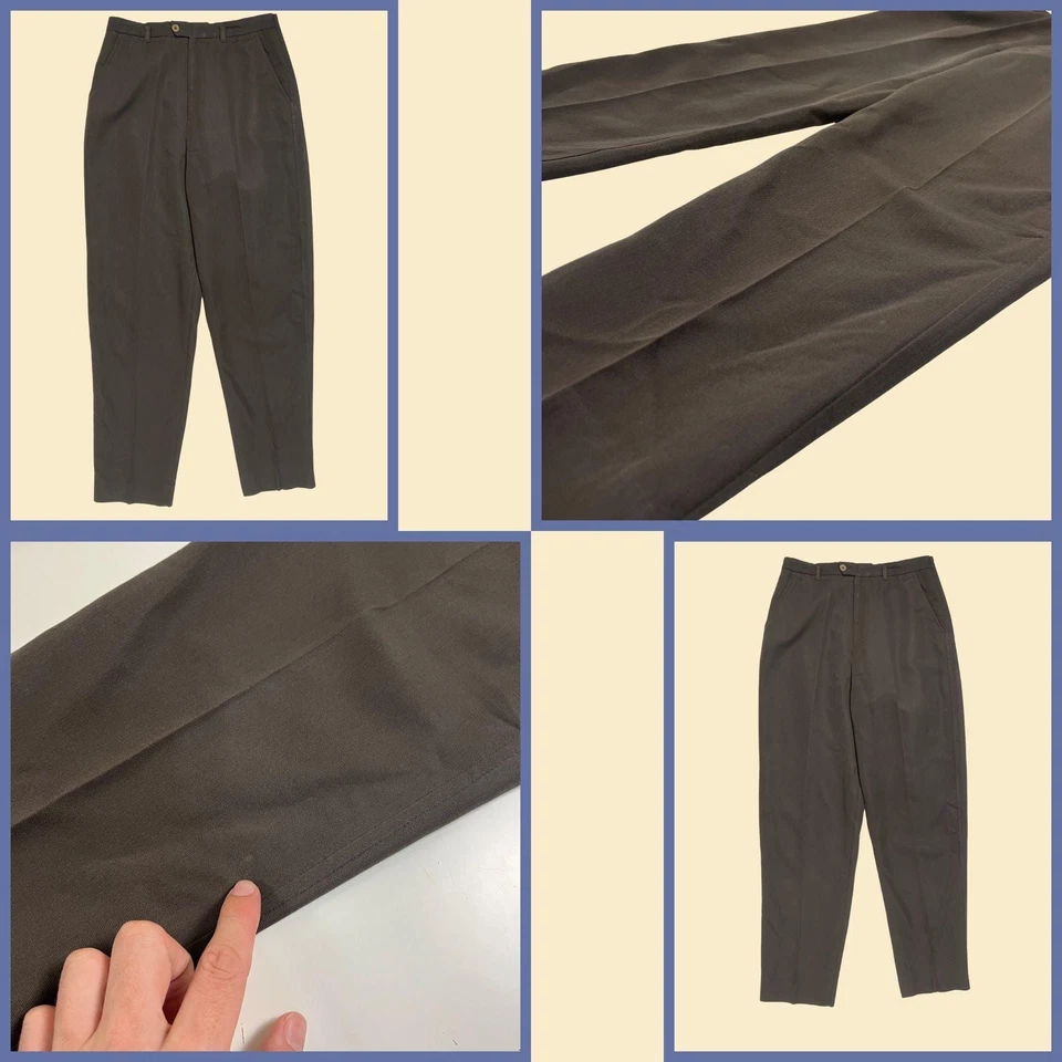 Pantalones vintage años 70/80, JP Silver talla 12 pantalones de altura verde oscuro/oliva Foto 2 de 4