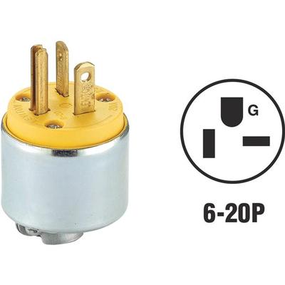 ***ONE*** Leviton NEMA 6-20P Armored Cover Grounded Plug 20A 250V NOS
