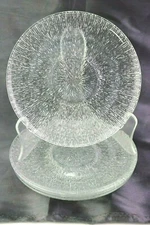 Indiana Crystal Ice Pattern 4 Salad Plates 7 1/2 " Textured Clear Glass Dessert 