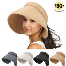 Women Summer Visor Hat Sun Wide Brim Cap Beach UV Soft Cover Protection Ladies