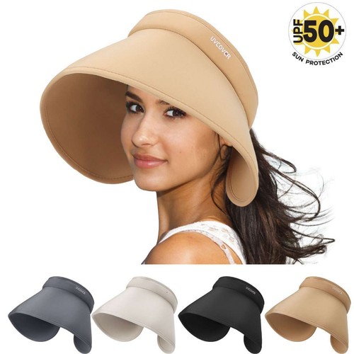 Women Summer Visor Hat Sun Wide Brim Cap Beach UV Soft Cover Protection Ladies - 第 1/17 張圖片