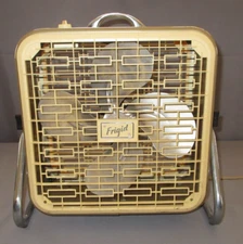 Vintage Frigid Metal 2 Speed 14" Box Fan on Stand Model PC122 4 Blades