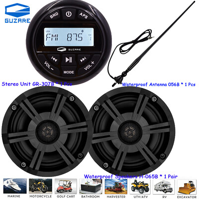 Marine Digital Media Stereo System Weatherproof/FM/AM/Bluetooth for ATV UTV RV