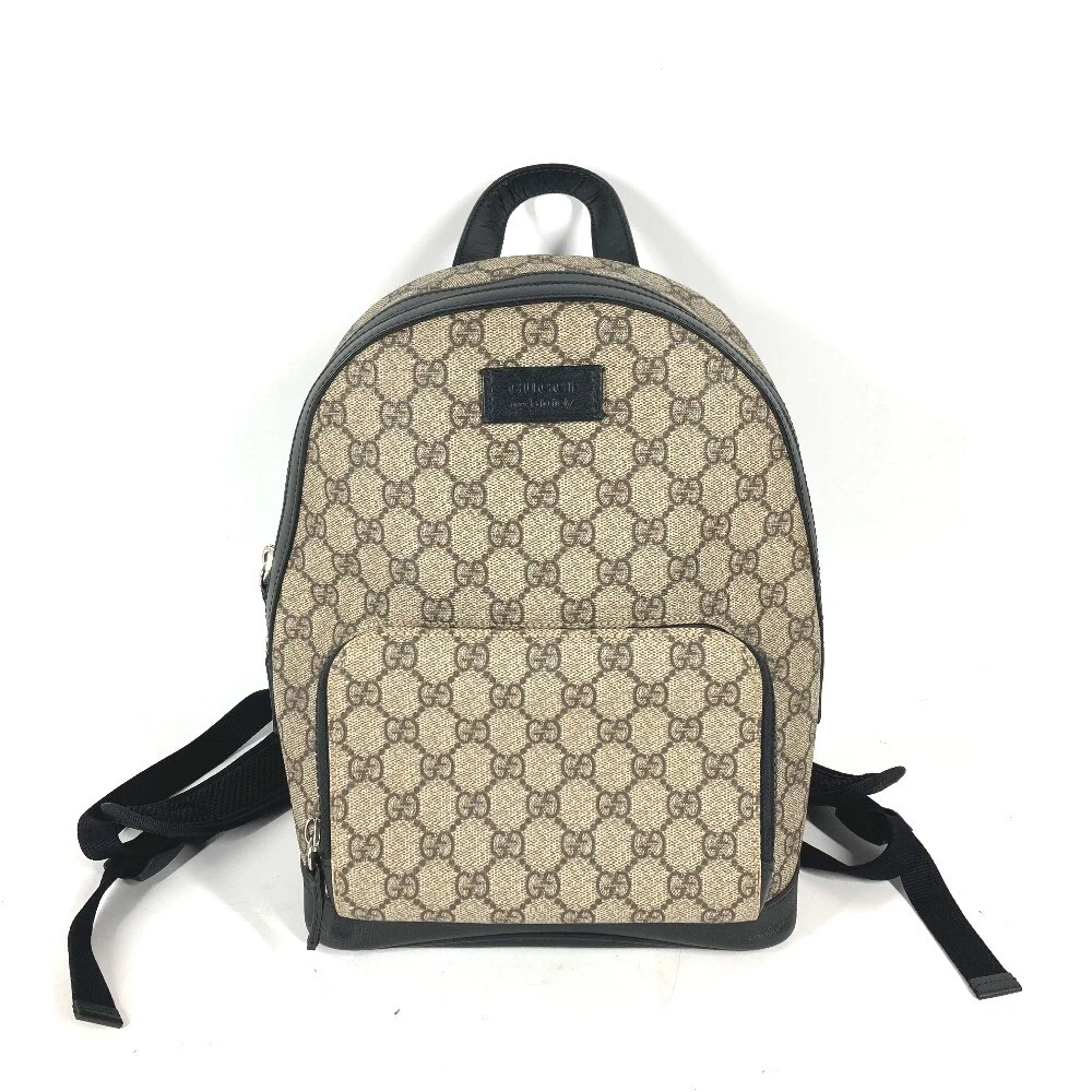 GUCCI 429020 GG Supreme bag logo Backpack Beige/Black