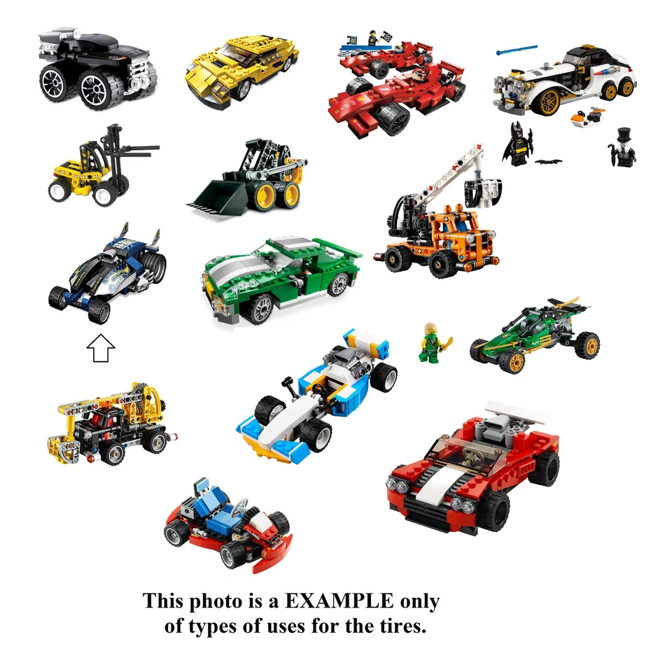 ☀️НОВЫЙ LEGO 24 X 14 шины, колеса и светло-голубовато-серый обод оптом лот 50 штук всего - Изображение 3 из 3