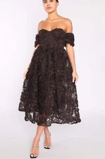 True Decadence Womens Brown Midi Dress XS RRP £165