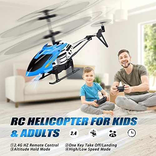 RC Helicopters Remote Control Helicopter Toys: One Key Take Blue