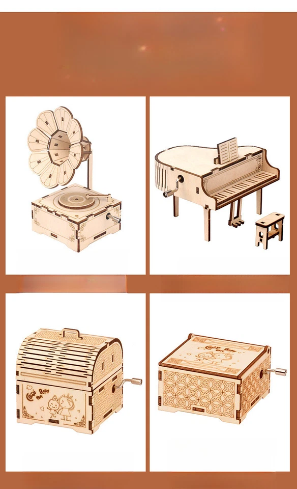 Juguetes rompecabezas 3D madera hágalo usted mismo El pianista de cola MúsicaRegalos de cumpleaños para niños Foto 4 de 4