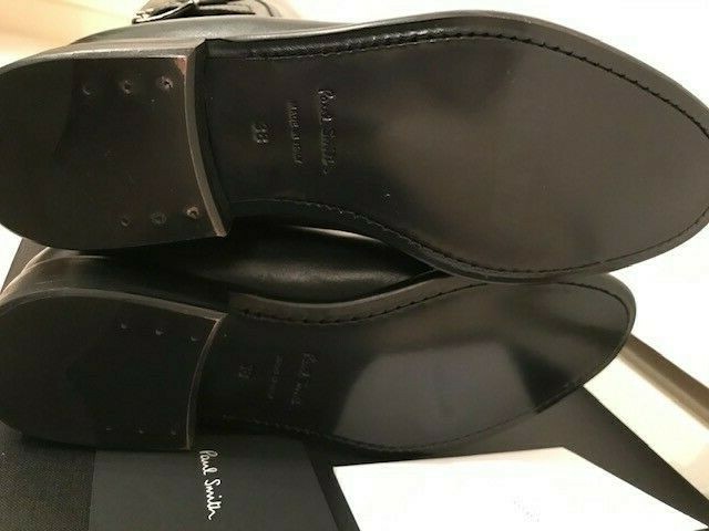 BNWB PAUL SMITH Black Leather Biker Riding Style Boots Size 38 image 5