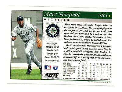 1994 Score #584 Marc Newfield Seattle Mariners | eBay