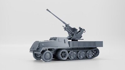 Wargame3D Miniatures WW2 German 37mm FlaK 37 auf sWs AA Gun Bolt Action 28mm +