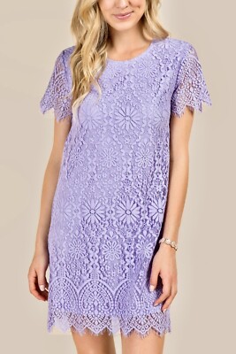 NWT Francescas Miami Hadley Open Back Lace Shift Dress Orchid purple boho |  eBay