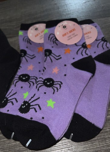 Calze Halloween Bambini Tg 7 -8,5 Caviglia Ragni Scheletro Sei Paia Scarpa Adolescente Tg 8 - Foto 11 di 12