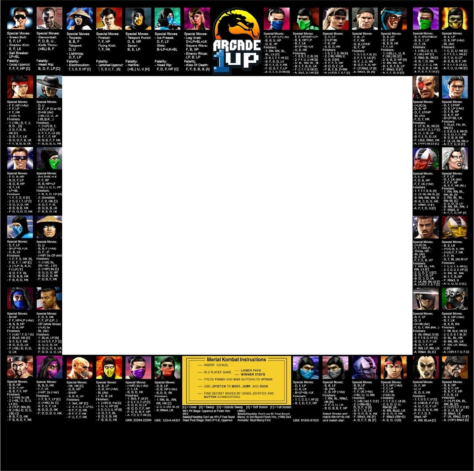 Mortal Kombat Finishing Moves Screen Bezel for Arcade 1up